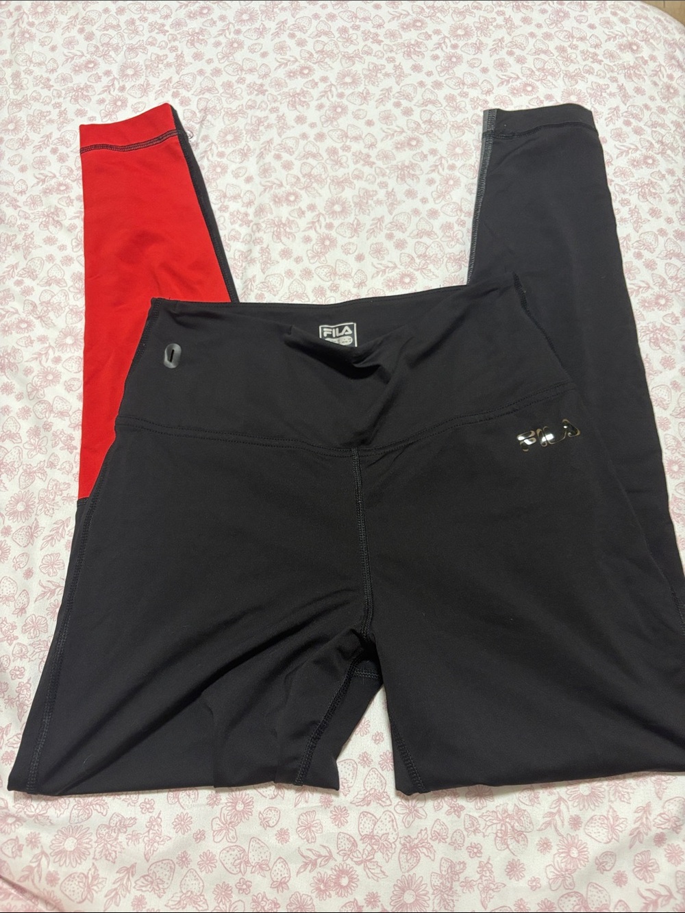 Fila Black and Red Girls' Athletic Leggings